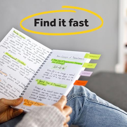 3M 6714AU Post-It Page Markers, Assorted Brights, 50 Strips/Pad, 4 Pads/Pack (1 Pack) - style: 1 Pack