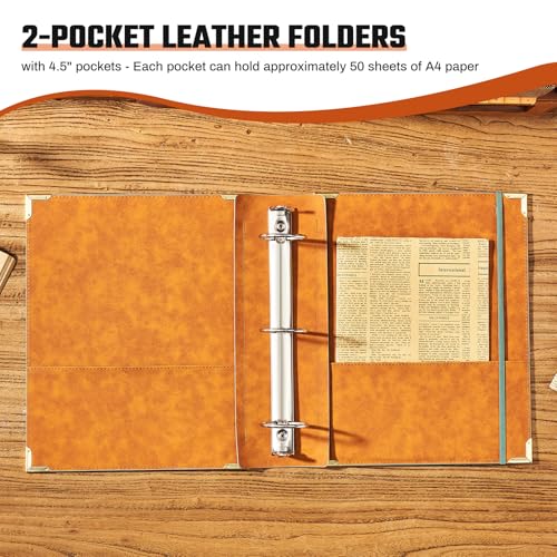 Ovesmusl Sunflower PU Leather 3 Ring Binder Fits 8.5"x11" Letter Size Paper, 1.5 Inch Round Ring Binder Holds 350 Sheets, Notepad Paper Cover Loose Leaf Organizer, Green - color: Green Flower, size: 1.5" Ring