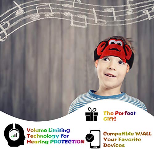 Contixo H1 Kids Headphones, 85dB Volume Limiting with Adjustable Speakers Soft Children Fleece Headband Toddler Headphones - style: Crab