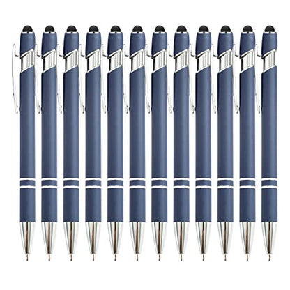 PASISIBICK 12 Pieces Blue Ballpoint Pen with Stylus Tip, 2 in 1 Stylus Stylish Pen, Premium Metal Stylus Pen for Touch Screens, Black Ink, 1.0 mm Medium Point.(12 PCS Blue) - color: 12 Pcs Blue Stylus Pens