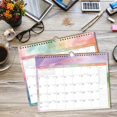 Lbylyhxc 2026-2027 Calendar - Includes July 2026 to December 2027-18 Monthly Wall Calendar 2026-2027, 11 x 8.5 Inches.Thick Paper with Julian Dates and Block for New Year and Christmas Presents (Colorful) - color: Colorful