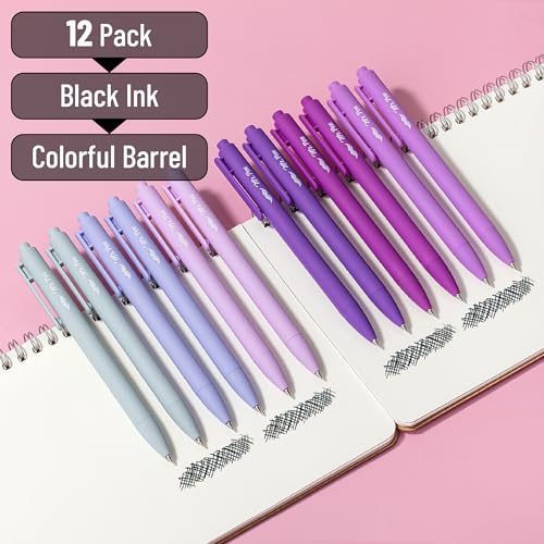 Mr. Pen- Retractable Gel Pens, 12 Pack, Black Ink, Lavender Legacy Barrel | Fine Point 0.5mm, Fast Dry, Smooth Writing, Cute Pens for Drawing, Writing Planner and School Supplies - color: Lavender Legacy Barrel, Black Ink, size: 12 Pack