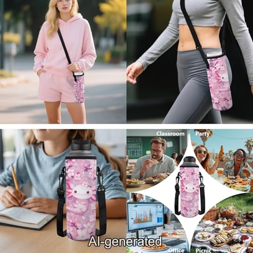 Cute Axolotl Kids School Bag Set 5 Pieces with Lunch Bag Pencil Case and Water Bottle Holder Large Capacity Backpack for Elementary School Students - color: Cute Axolotl