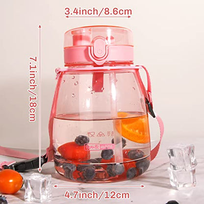 Pink Cute Water Bottles, Upgrade 45oz Water Bottles, Photo Artifact with Shoulder Strap, Suitable for Travel - color: Pink