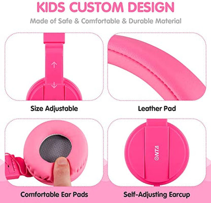 ONTA Kids Headphones for Boys Girls - Child Student Headset Wired Plug Toddler Earphones School Teen on Ear for Ipad | Computer | Smart Phone | Amazon Fire Tablet | Laptop | Plane Travel | Game, Pink - color: Pink