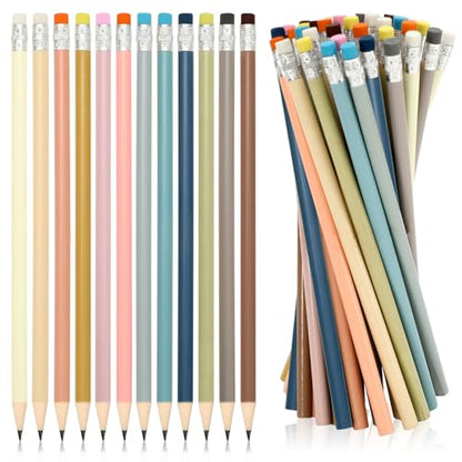 Whaline 48Pcs Boho Colorful Pencil with Erasers Christmas Wooden Pencils Unsharpened Writing Drawing Pencil for Xmas Party Supplies Stocking Stuffer Students Graduation Office Stationery Gift - color: Boho