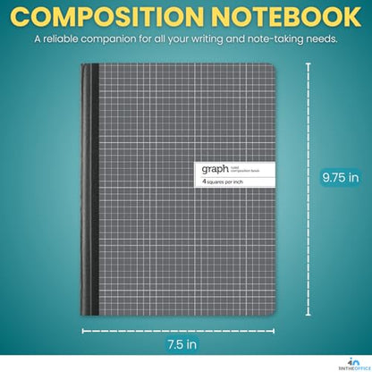 1InTheOffice Graph Composition Book, 9.75" x 7.5" Graph Paper Notebook, 100 Sheets 2 Pack