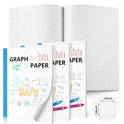 Ctosree 3 Pcs Primary Graph Paper for Kids 1/4 Inch Squares Elementary Math Graph Paper Composition Notebook 8.5 x 11 Inches Quad Ruled Grid Notebook for Kids K-2 School Supplies - size: 1/4 Inch