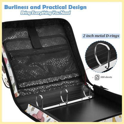 Wild West Cowgirl Western 3 Ring Zipper Binder Bag with Strap, Personalized Name Trapper Keeper Binder - 2" Binder with Pockets Holds 500 Sheets, Laptop & More - Durable & Easy to Carry - color: Option B
