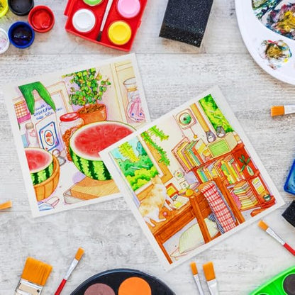 Watercolor Paper Sketchbook,3.9x3.9 Inch Mini Mixed Media Notebook,140lb/300gsmTearable Artist Paper,20 Sheets Small Travel Drawing Journal for Adults,Painting,Watercolors,Art Supplies,White - color: 1-3.9x3.9 inch-300gsm-fine white