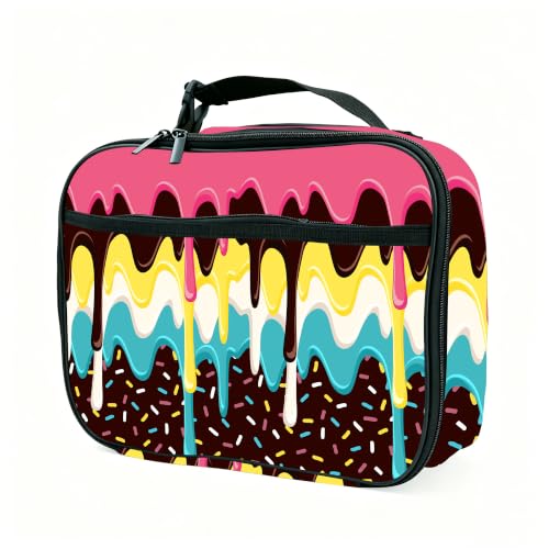 Donut Ice Cream Lunch Box Insulated Reusable Lunch Bag Tote Cooler for Women Men Boy Girl School Work Office Picnic - color: Donut