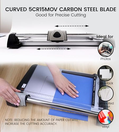 Rotary Paper Cutter, Heavy Duty Paper Trimmer 360mm(14.17") Cutting Length with Safety Blade Handle and Guides,15 Sheets Capacity,Ideal for Offices,Homes,Printing Shops,Photo Studios - size: 14.17"