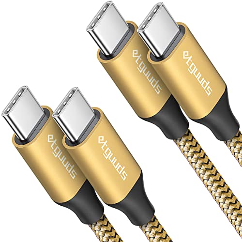 etguuds Gold USB C to USB C Cable 6ft, 2-Pack, 60W Fast Charging Type C to C Charger Cord for iPhone 17 16 15 Pro Max Plus Air 16e, for MacBook/iPad USBC, Samsung Galaxy S25 S24 S23 A17 A16, Pixel - color: Gold, size: 6ft