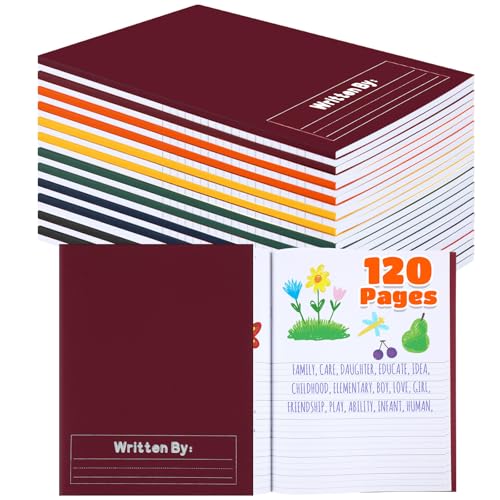 Henoyso 12 Pcs Primary Composition Notebooks k-2 for Kids, 120 Pages Draw and Write Journal Bulk for Kindergarten Classroom Preschool Teachers, Back to School Supplies (Dark Color) - color: Dark Color