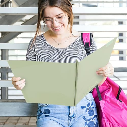 SKYDUE Folders with Pockets and 3 Prongs, 5 Pack Plastic Pastel Pocket Folders, 9.7" x 11.5", Muted - color: Muted