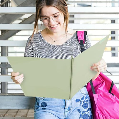 SKYDUE Folders with Pockets and 3 Prongs, 5 Pack Plastic Pastel Pocket Folders, 9.7" x 11.5", Muted - color: Muted