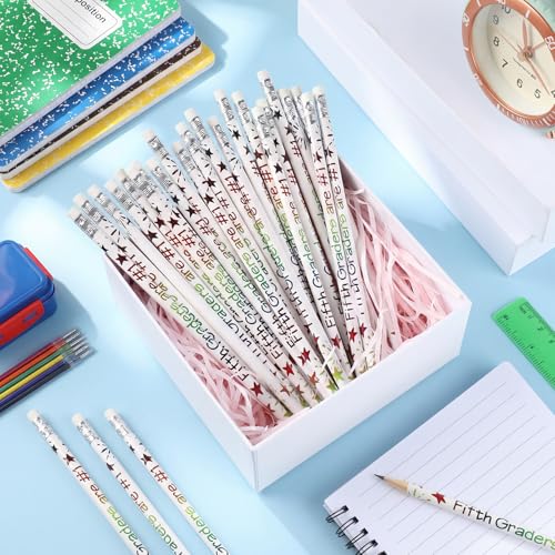 Tenceur 48 Pcs 5th Graders Pencils Bulk Motivational Pencils with Erasers Inspirational Pencil with Back to School Supplies for Kids Student Teacher Classroom Reward - style: 5th Graders