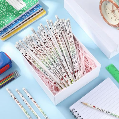 Tenceur 48 Pcs 5th Graders Pencils Bulk Motivational Pencils with Erasers Inspirational Pencil with Back to School Supplies for Kids Student Teacher Classroom Reward - style: 5th Graders
