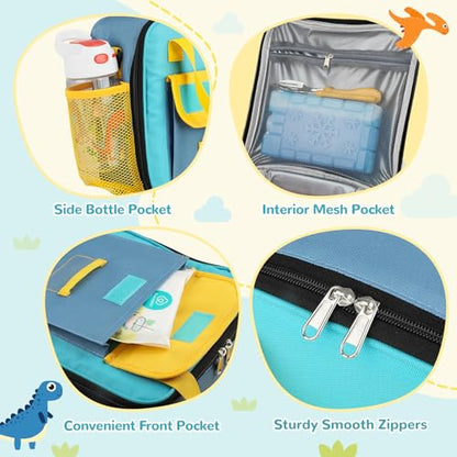 REDSHELL Lunch Box Kids, Large Insulated Lunch Bag for Boys Girls, Blue | Tactical Style, Cooler Lunchbag, Square Toddler Lunchbox, School & Daycare, Lunch Tote, Water Bottle Holder, Adjustable Strap - color: Blue