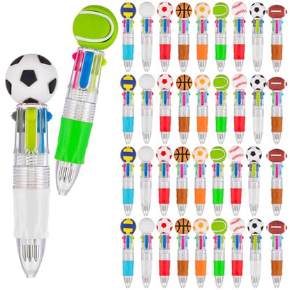 36Pcs 4-in-1 Sports Mini Theme Multicolor Ballpoint Pens | Cute Retractable Pen Bulk for Birthday Party Classroom Student Prizes Teacher Rewards - style: SportsBallPens36Pcs