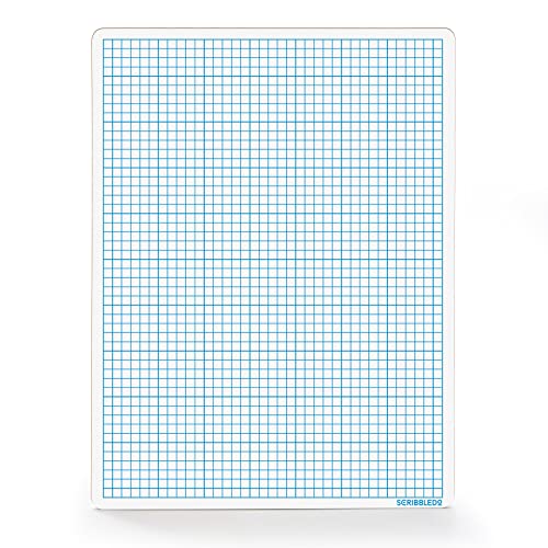 SCRIBBLEDO Small Grid Dry Erase Graph Board 9x12, 0.2-in Fine Grid for Math | Fine Blue Grid Lines, Detailed Cells, Easy to Clean No Residual, Algebra, Geometry and STEM Practice, Sturdy Double Sided - size: 9"W x 12"H