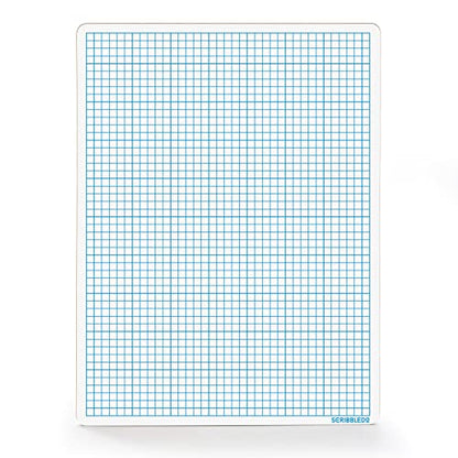 SCRIBBLEDO Small Grid Dry Erase Graph Board 9x12, 0.2-in Fine Grid for Math | Fine Blue Grid Lines, Detailed Cells, Easy to Clean No Residual, Algebra, Geometry and STEM Practice, Sturdy Double Sided - size: 9"W x 12"H
