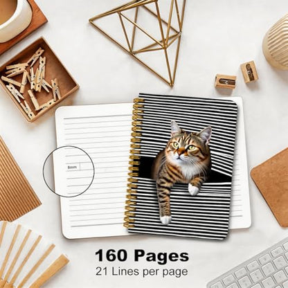 2 Pcs Cat Gifts Spiral Notebook, Funny Cats College Ruled Spiral Notebook, Cats Notebooks, 160 Ruled Pages Hardcover Journals for Writing Office, Cat Lover Gifts for Women Mom Friend - color: Multicolour 0036