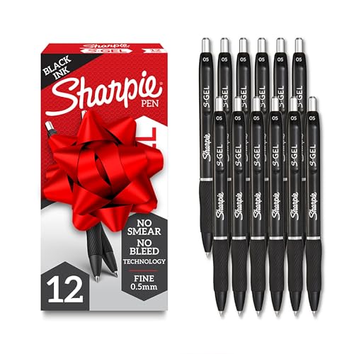 Sharpie S-Gel Pens, Medium Point (0.5mm), Black Ink, 144 count - Ideal for Writing, Journaling, Drawing, Coloring, Note-Taking, College Supplies, Pack of 12 - size: 1 Count (Pack of 144)