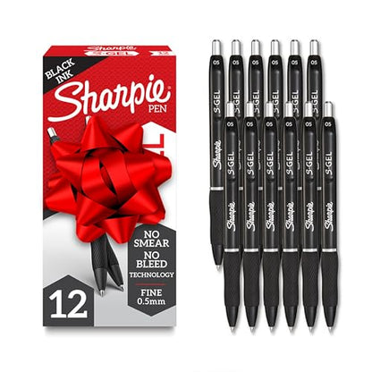 Sharpie S-Gel Pens, Medium Point (0.5mm), Black Ink, 144 count - Ideal for Writing, Journaling, Drawing, Coloring, Note-Taking, College Supplies, Pack of 12 - size: 1 Count (Pack of 144)