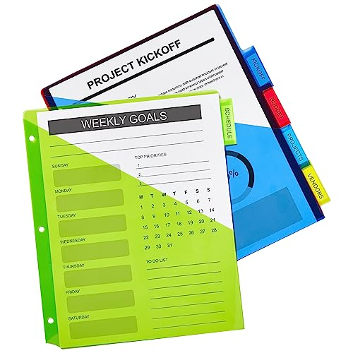 Avery Dividers for 3 Ring Binders, 5 Tab Plastic Binder Dividers, Pockets, Insertable Big Tabs, Multicolor, Extend Beyond Sheet Protectors, 1 Set (11902)