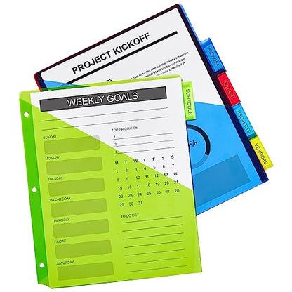 Avery Dividers for 3 Ring Binders, 5 Tab Plastic Binder Dividers, Pockets, Insertable Big Tabs, Multicolor, Extend Beyond Sheet Protectors, 1 Set (11902)
