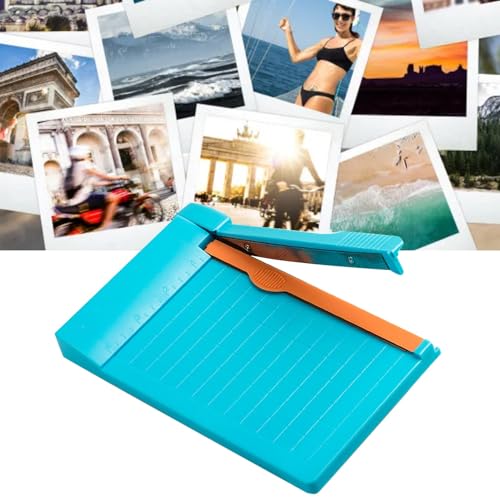 Portable Paper Cutter, Small Paper Trimmer Multipurpose Efficient Clear Scale High Accuracy A4 Paper Trimmer for Scrapbooking Craft Paper Photos DIY Projects School Office Use (Light Blue)