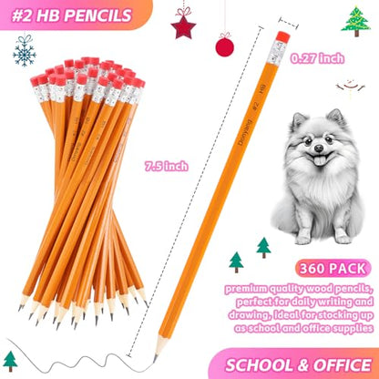 360 Pack #2 Pencils Bulk, Pre Sharpened Pencils #2, Back to School Supplies | Number 2 Pencils with Erasers for Writing, Drawing, Sketching, Teacher Office Essentials, Art Supplies for Adults Kids - size: 360 Count (Pack of 1)