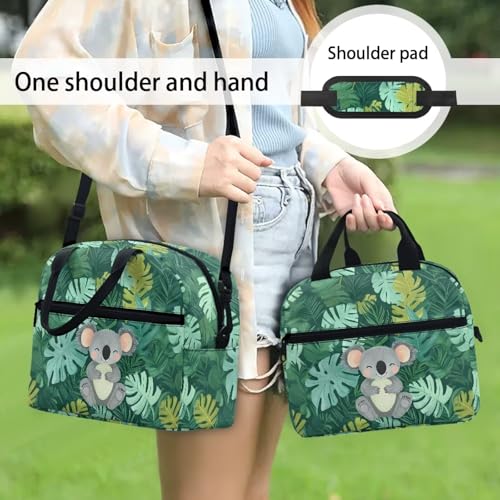 Koala Cute Lunch Box for Girls 4-6 Green Leaf One Piece Lunch Box for Boys 6-8 Preschool Meal Bag Kids 8-10 Kindergarten Toddler Elementary School Adjustable Shoulder Strap Heat Resistant - color: Green Leaf Koala