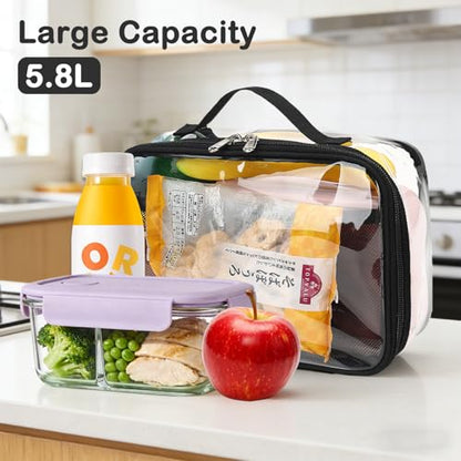 FlowFly Kids Lunch box Insulated Soft Bag Mini Cooler Back to School Thermal Meal Tote Kit for Girls, Boys,Clear - color: Clear
