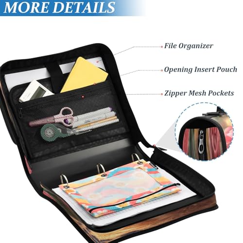 3 Ring Zipper Binder Cartoon Dog Binders Bag with Shoulder Strap 500 Sheets Paper Organizer Trapper Keeper Documents Storage File Folder for School Office - color: A936