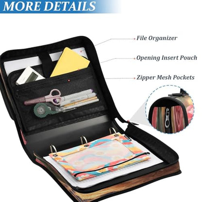 3 Ring Zipper Binder Cartoon Dog Binders Bag with Shoulder Strap 500 Sheets Paper Organizer Trapper Keeper Documents Storage File Folder for School Office - color: A936