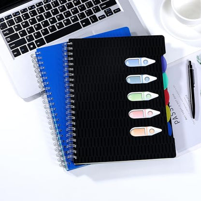 CAGIE 5 Subject Notebook with Dividers, A4 Spiral Notebook 8.5 x 11, 240 Pages Wide Ruled Notebook College Ruled, Large Hardcover Notebook for Note Taking for Work, School, Office, Black | College Ruled, Large Notebook, Notebook for Note Taking for Work,