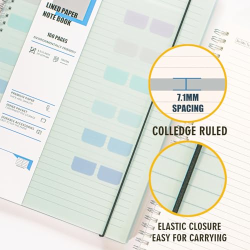 OWSC 3 Pack College Ruled Spiral Notebook, Notebooks for Work A4 Lined | 5.9 x 8.3 IN Notebooks College Ruled for Note Taking, School and Journal with 80 Sheets/160 Pages 110 GSM Thick Papers - size: Ruled-A4-3 Pcs
