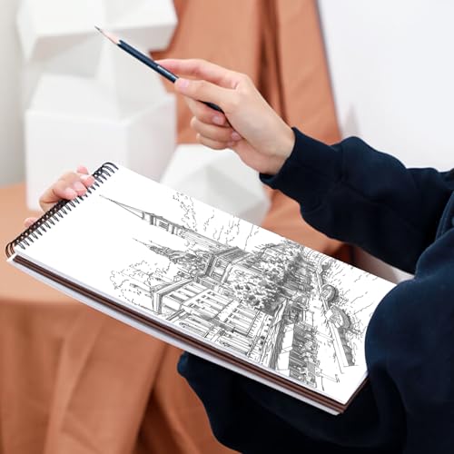 Crehatos 9" x 12" Sketch Book, Top Spiral Bound Sketch Pad, 100 Sheets 68lb/100gsm Drawing Paper, 1 Pack | Top Spiral Bound Sketch Pad, 68lb/100gsm Drawing Paper for Dry Media - size: 9" x 12" (1 Pack)