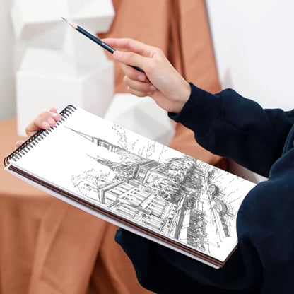 Crehatos 9" x 12" Sketch Book, Top Spiral Bound Sketch Pad, 100 Sheets 68lb/100gsm Drawing Paper, 1 Pack | Top Spiral Bound Sketch Pad, 68lb/100gsm Drawing Paper for Dry Media - size: 9" x 12" (1 Pack)