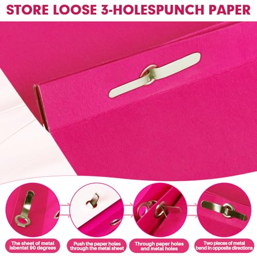 Two Pocket Folders, RAZCC 75 Pack Two Pocket Folders with Prongs, 3 Prong Folders Fit Letter Size Paper, Pocket File Folders for School Office Home Business, Magenta - color: Magenta