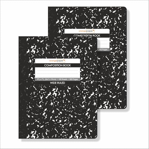 Composition Book – 100 Sheets, Wide Ruled, 9.75 x 7.5 inch – Durable Flex Cover – School & Office Use – Pack of 2 - color: Black Marble, size: Pack of 2