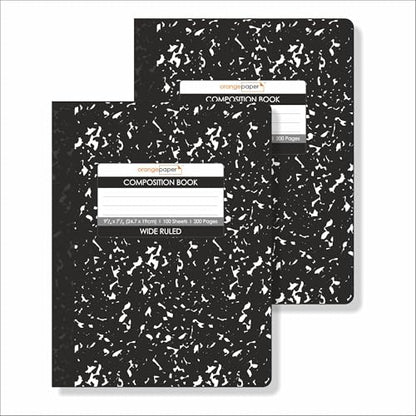 Composition Book – 100 Sheets, Wide Ruled, 9.75 x 7.5 inch – Durable Flex Cover – School & Office Use – Pack of 2 - color: Black Marble, size: Pack of 2