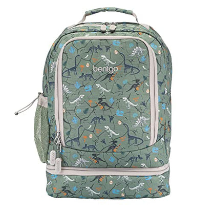Bentgo Kids 2-in-1 Backpack & Insulated Lunch Bag - Durable 16” Backpack & Lunch Container in Unique Prints for School & Travel - Water Resistant, Padded & Large Compartments (Dino Fossils) - color: Dino Fossils
