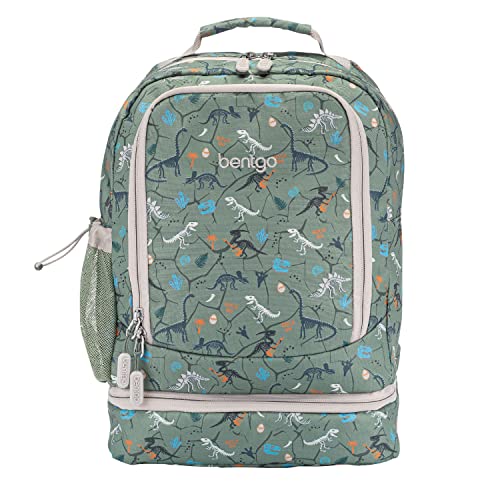 Bentgo Kids 2-in-1 Backpack & Insulated Lunch Bag - Durable 16” Backpack & Lunch Container in Unique Prints for School & Travel - Water Resistant, Padded & Large Compartments (Dino Fossils) - color: Dino Fossils