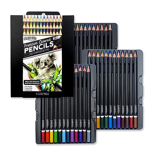 ArtSkills Premium Colored Pencils Set of 36 - Soft Core Artist Colored Pencils Set for Adult Coloring, Drawing, Blending & Sketching, Vibrant Colors 36 Count