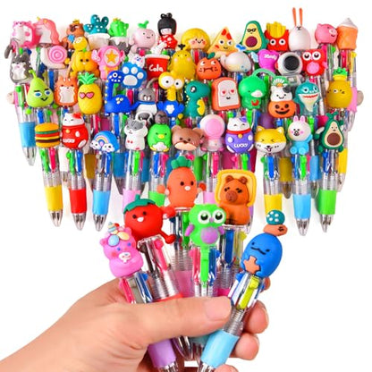 100Pcs Mini Multicolor Pens in One 4-in-1, Cute Pens Bulk for Party Favors and Birthdays, Delightful Ballpoint Pen Gifts Classroom Student Prizes (100pcs) - style: 100pcs