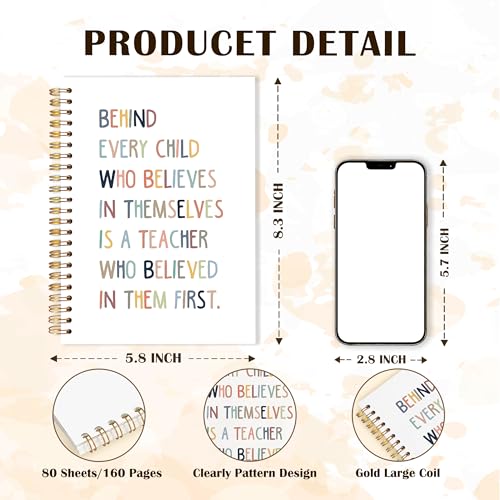 Trendy Teachers Spiral Notebooks, End of Year Teacher Gifts Journal for Writing, Teacher Appreciation Gifts Notebook for Note Taking, Teachers Office Supplies, 5.5x8.3 Inch - color: Trendy Teachers Spiral