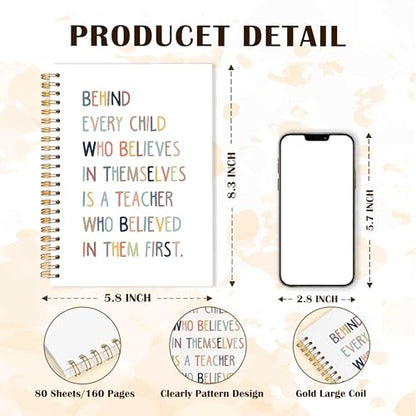 Trendy Teachers Spiral Notebooks, End of Year Teacher Gifts Journal for Writing, Teacher Appreciation Gifts Notebook for Note Taking, Teachers Office Supplies, 5.5x8.3 Inch - color: Trendy Teachers Spiral